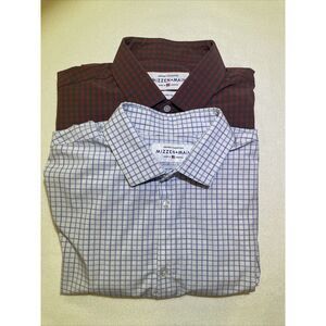 Mizzen + Main Shirt Leeward (LOT OF 2) Men's Size XXL Trim Fit Plaid Long Sleeve